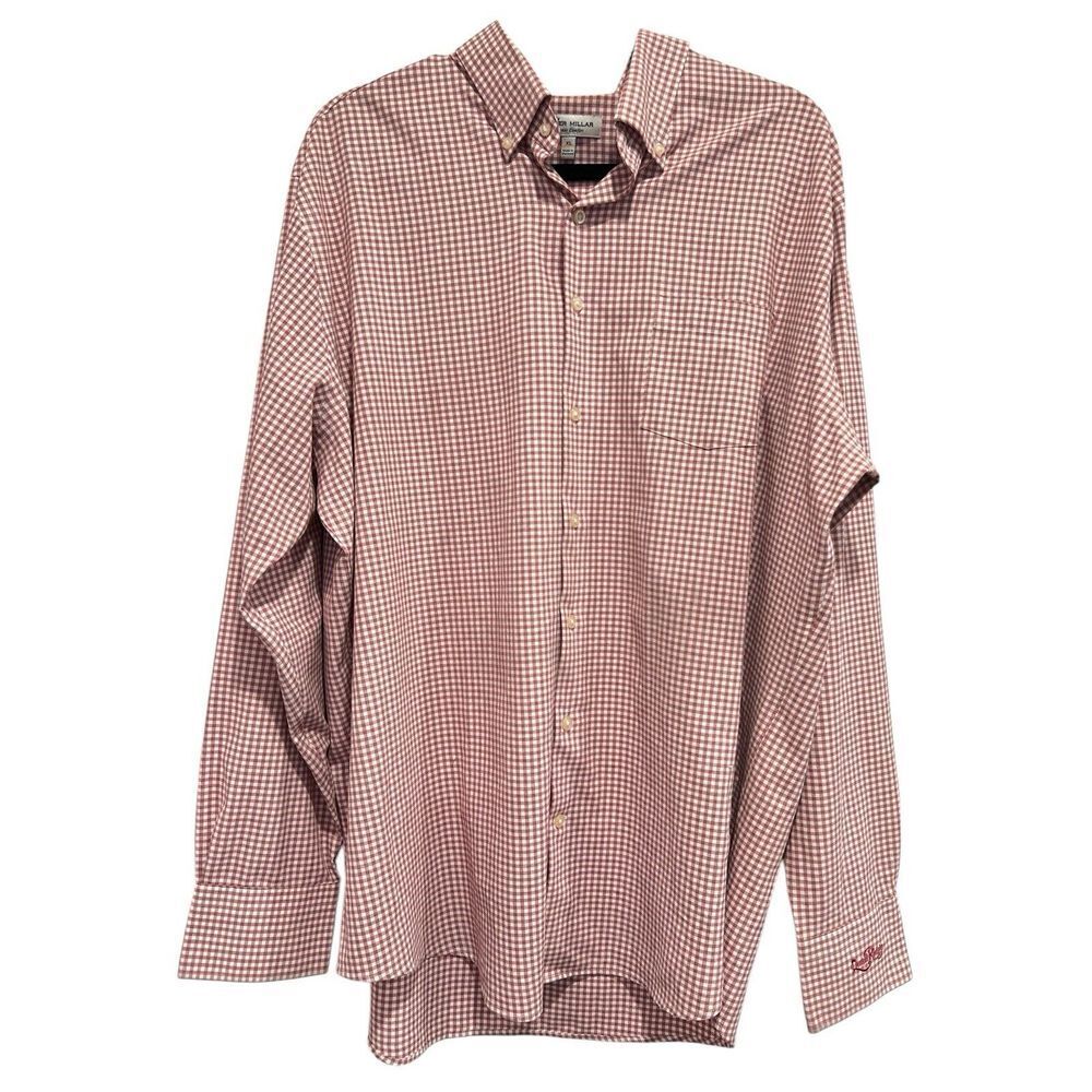 Peter Millar Men's Golf Red plaid Long Sleeve Button Down Shirt Quail Ridge XL‎